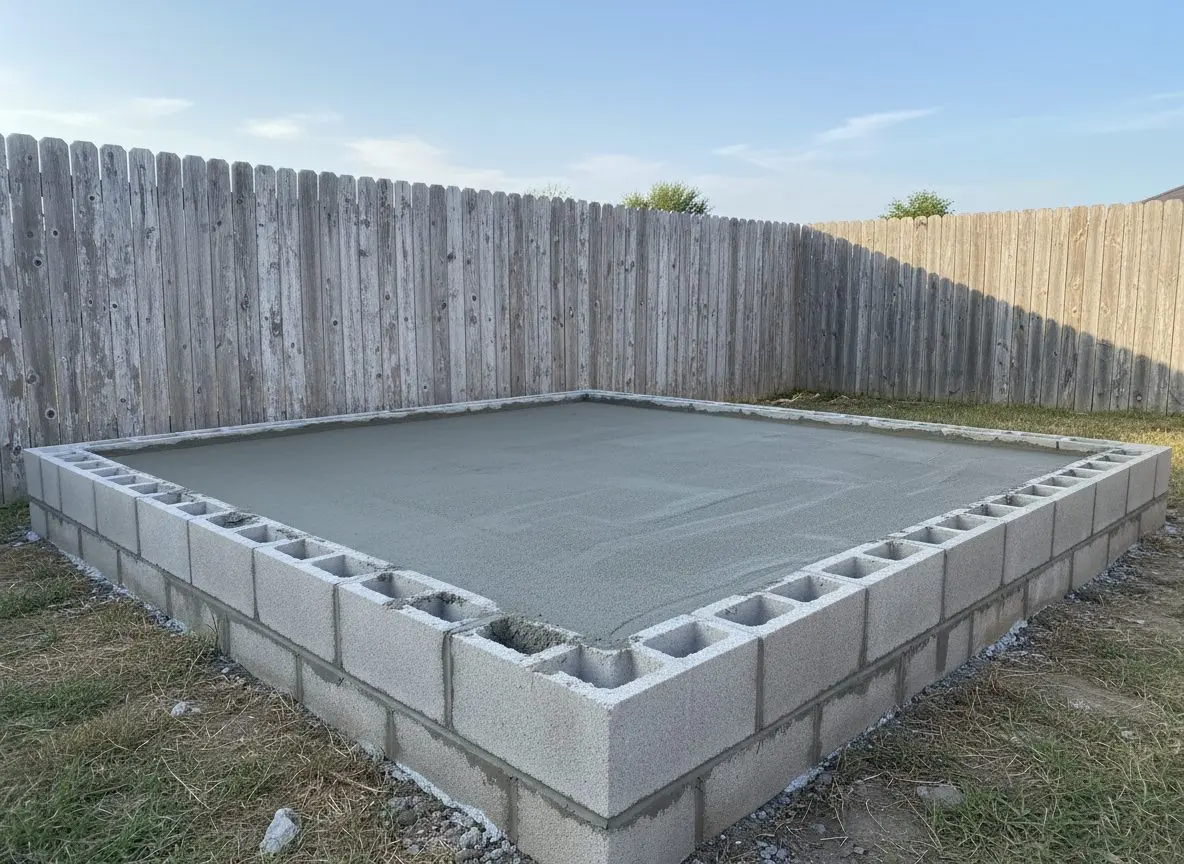 Storage building foundation in Benton