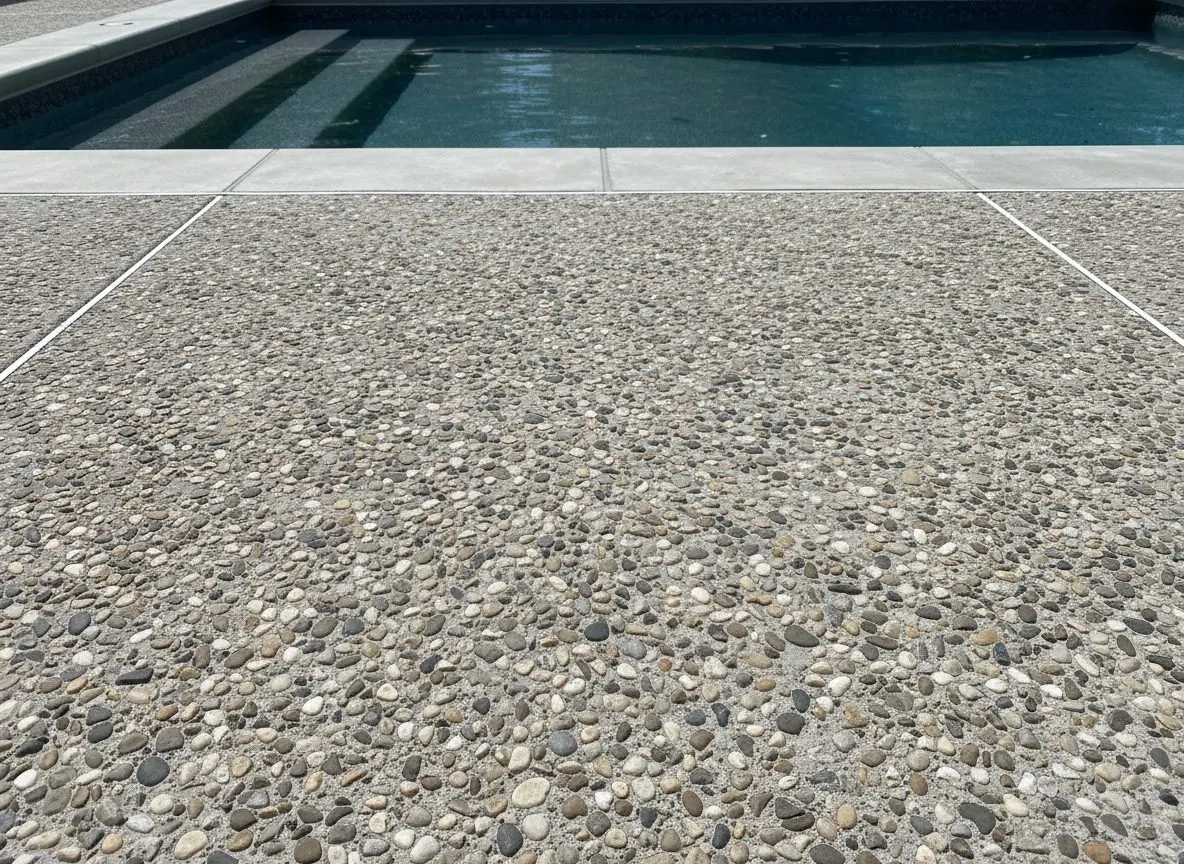Exposed aggregate pool patio in Conway